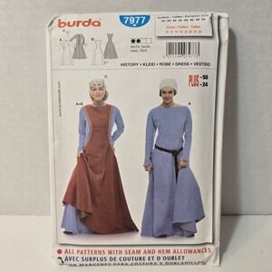 Burda 7977 Uncut Historical dress Sewing Pattern 10-24 Renaissance Medieval
